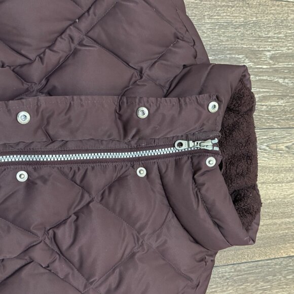 VTG Eddie Bauer Puffer Jacket Women's Small Burgandy Goose Down 650 Quilted 00s - Picture 5 of 13